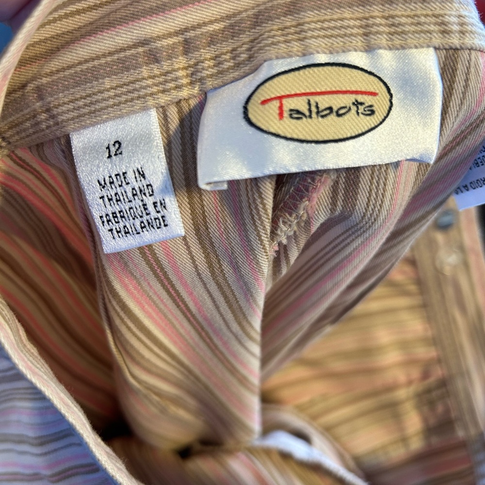 Talbots Retro Striped Tan and Pink Capris, Preppy Casual, 100% Cotton - Picture 7 of 8